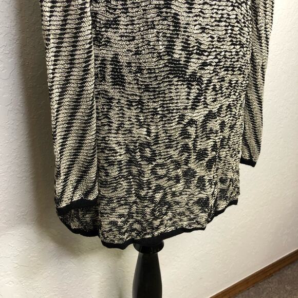 Cache black gold metallic animal print open front long cardigan size Small - Picture 11 of 13